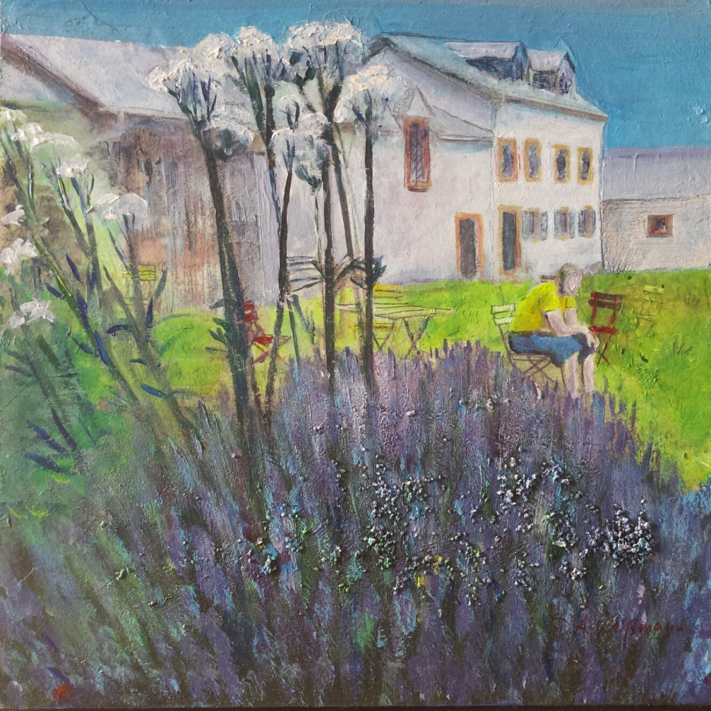 Lavendel und Rafael M.  - 25 x 25 cm Holzplatte