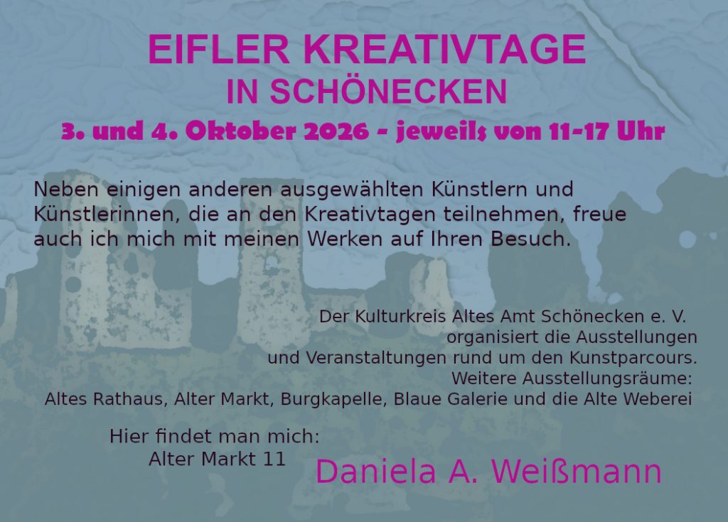 Plakat für die Kreativtage in Schönecken, von Daniela Weißmann, für eigene Homepage